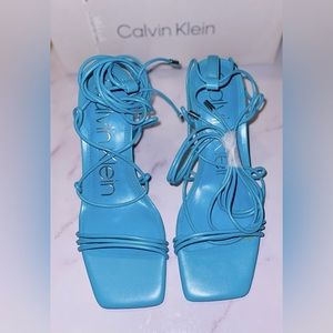 Blue Calvin Klein Lace Up Heel Sandals
